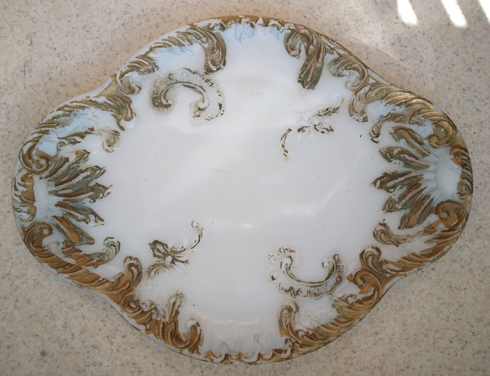 Victorian Milk Glass Tray by Dithridge & Co