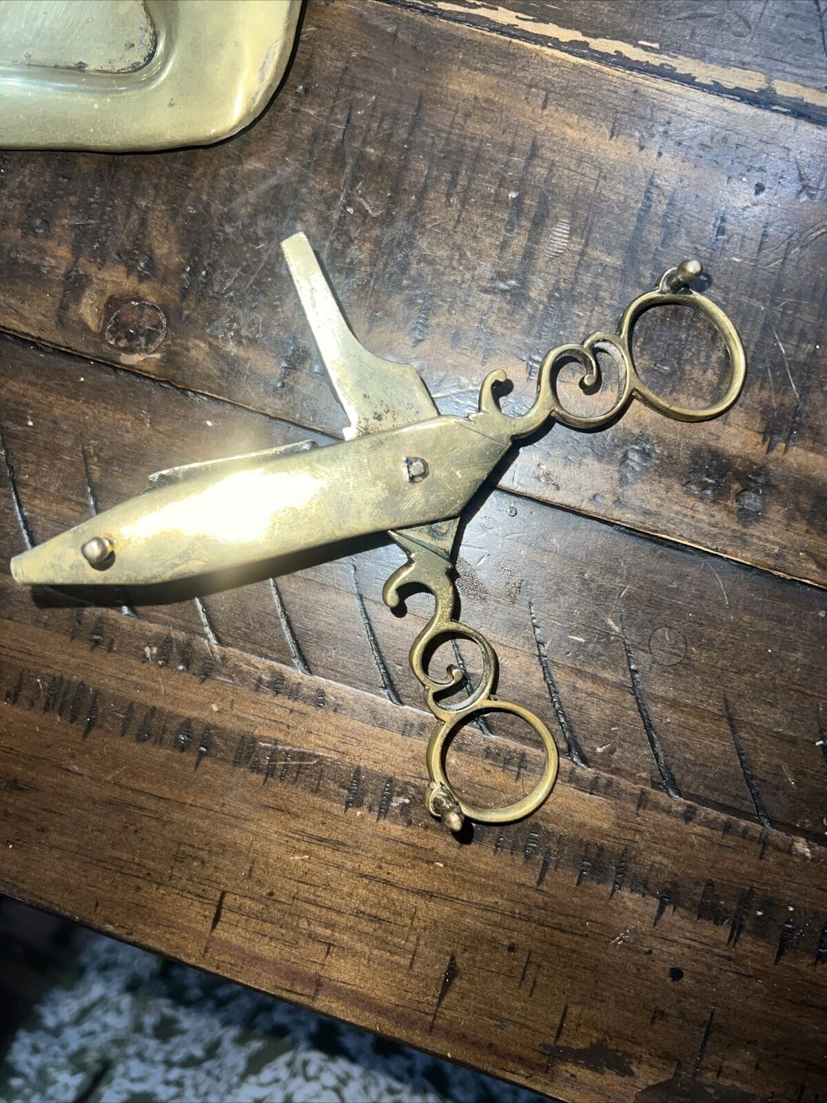 Victorian Brass Candle Snuffer and Tray Set