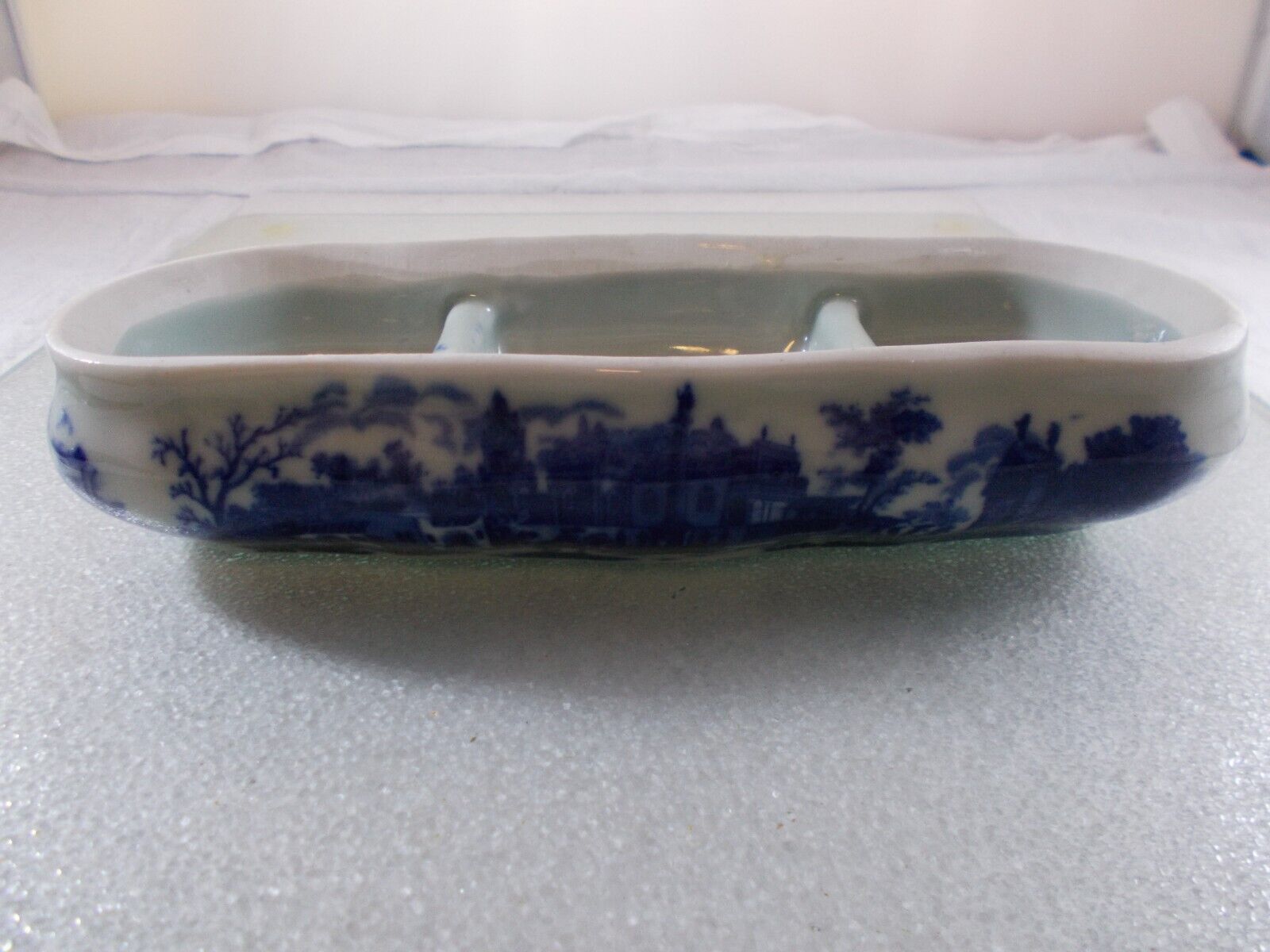 Victorian Flow Blue Ironstone Vanity Dish Tray