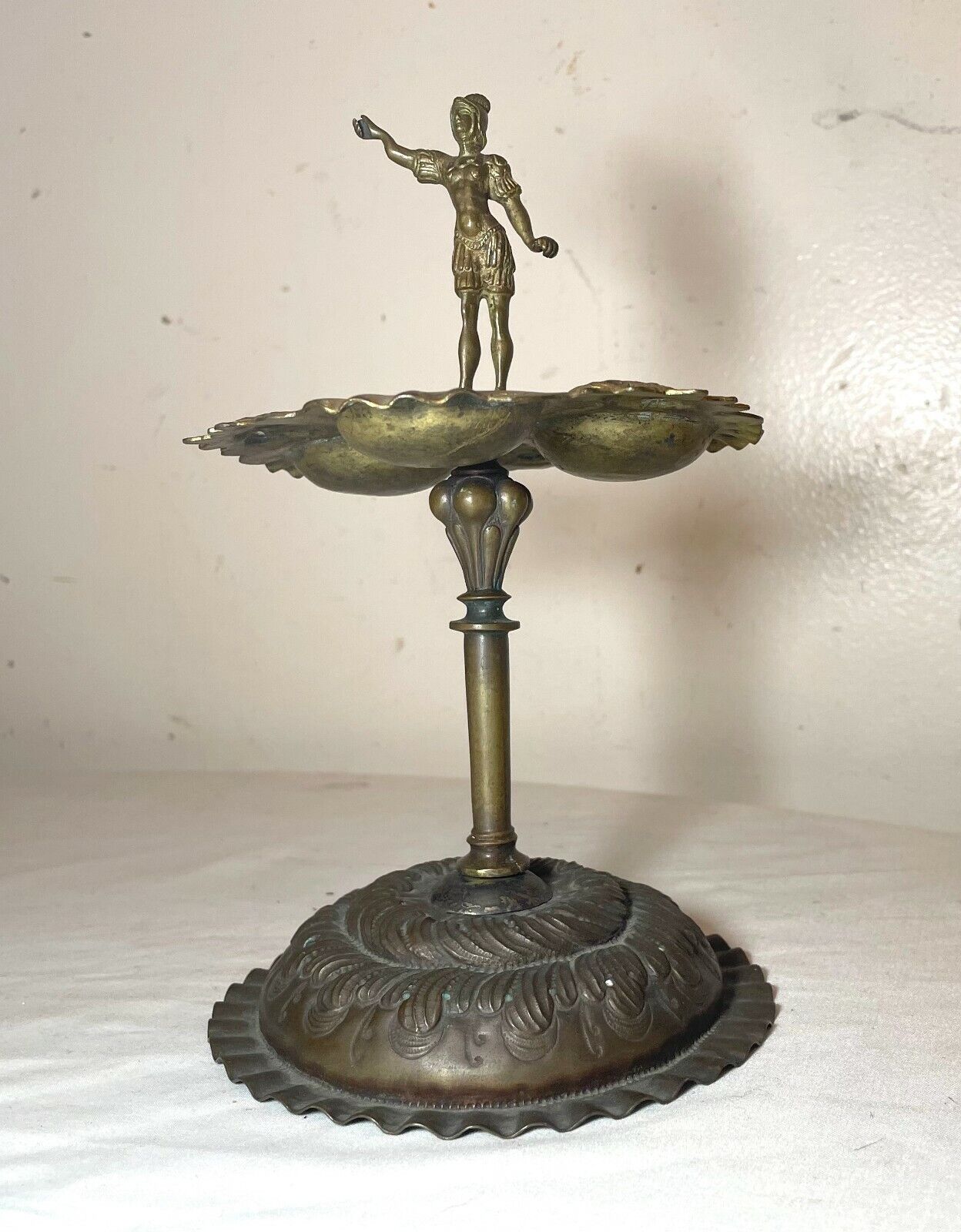 1800s Ornate Brass Bronze Jewelry Tray Dish