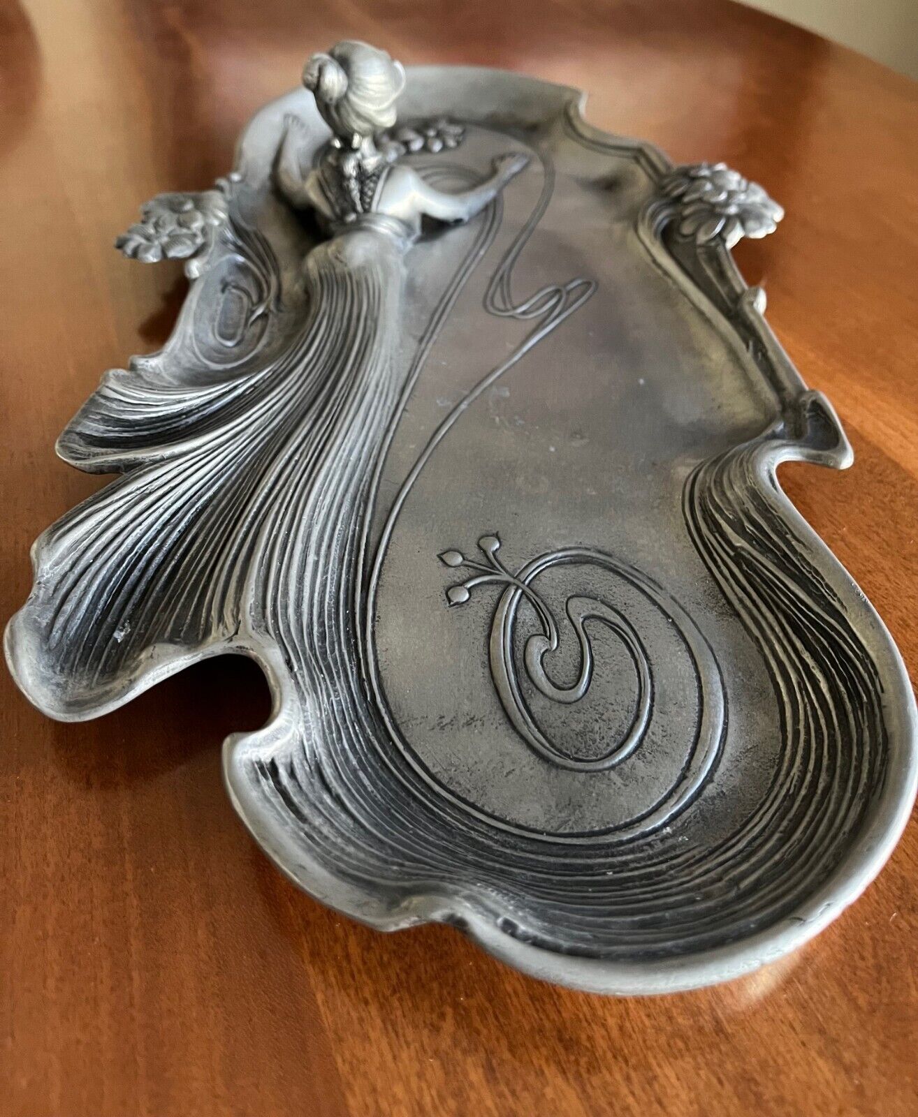 Art Nouveau Metal Dresser and Calling Card Tray