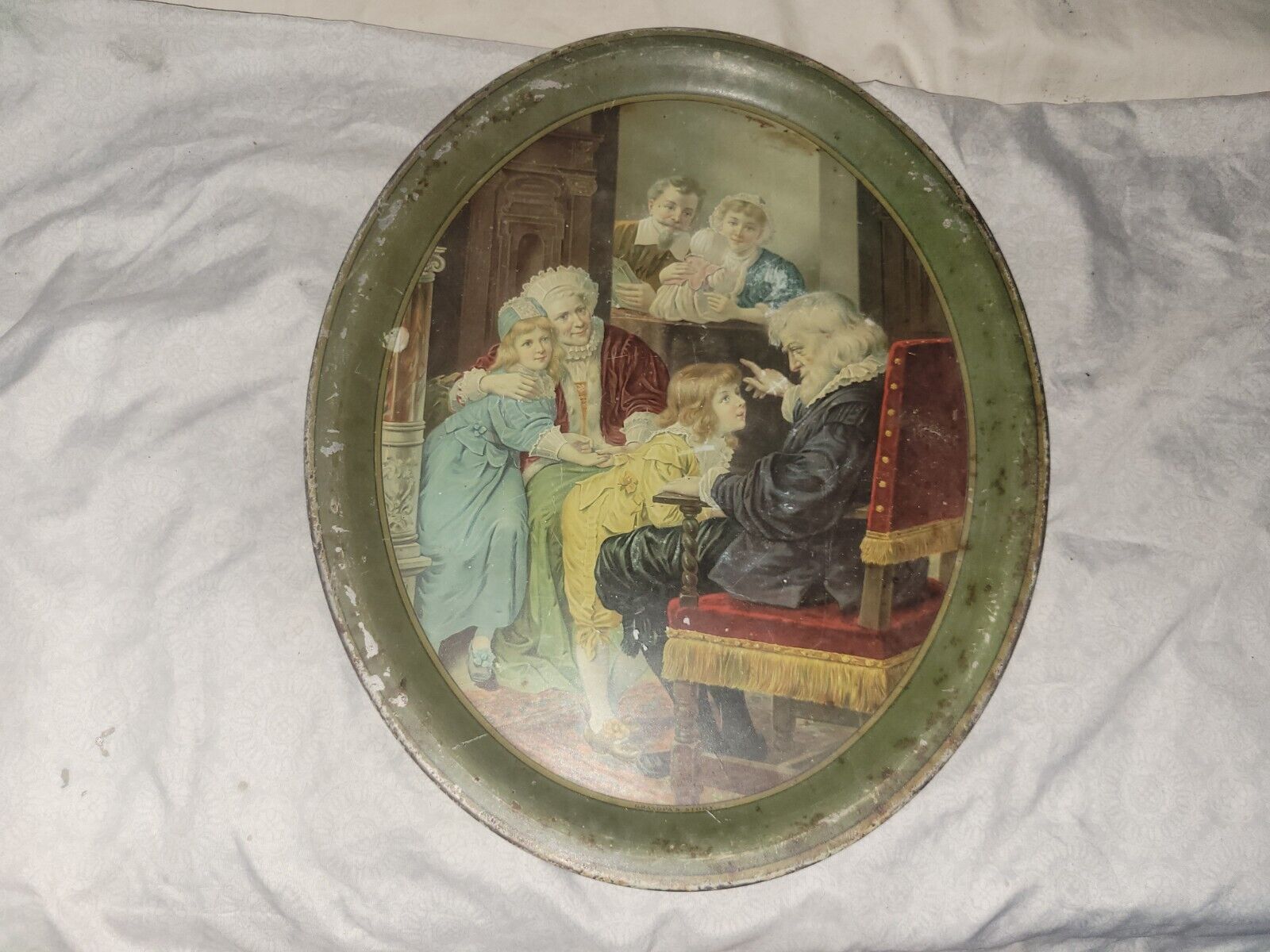 Vintage 1900s Tin Salon Bar Serving Tray