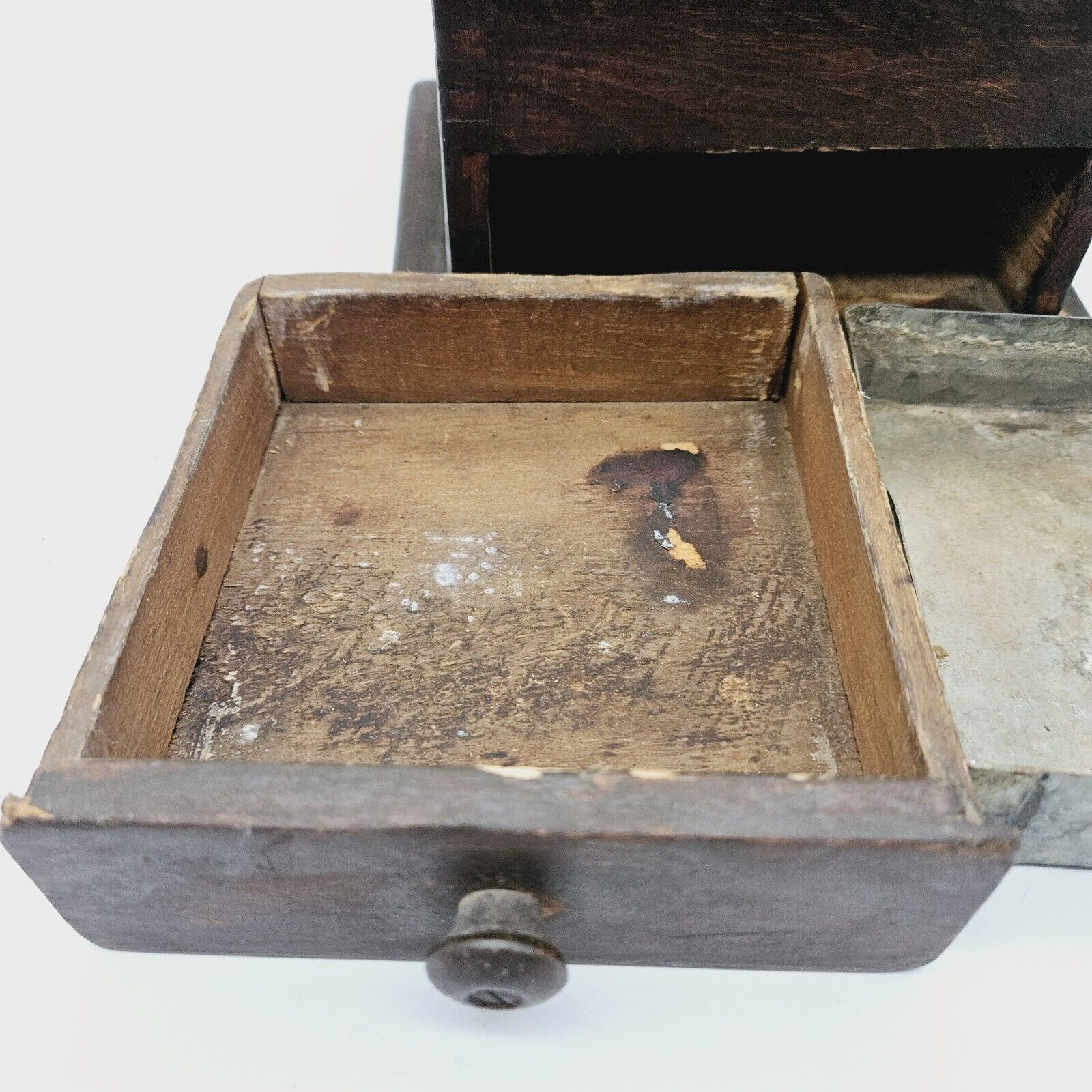 1800s Antique Dovetail Wood Coffee Grinder
