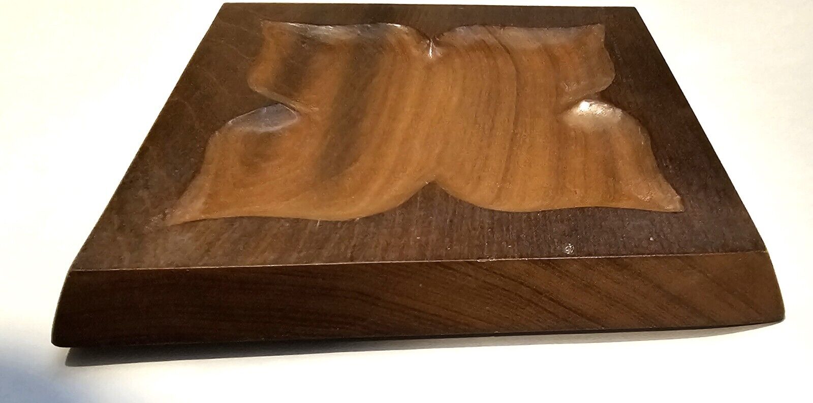 1800s Carved Wood Dresser Tray, Dated 1886