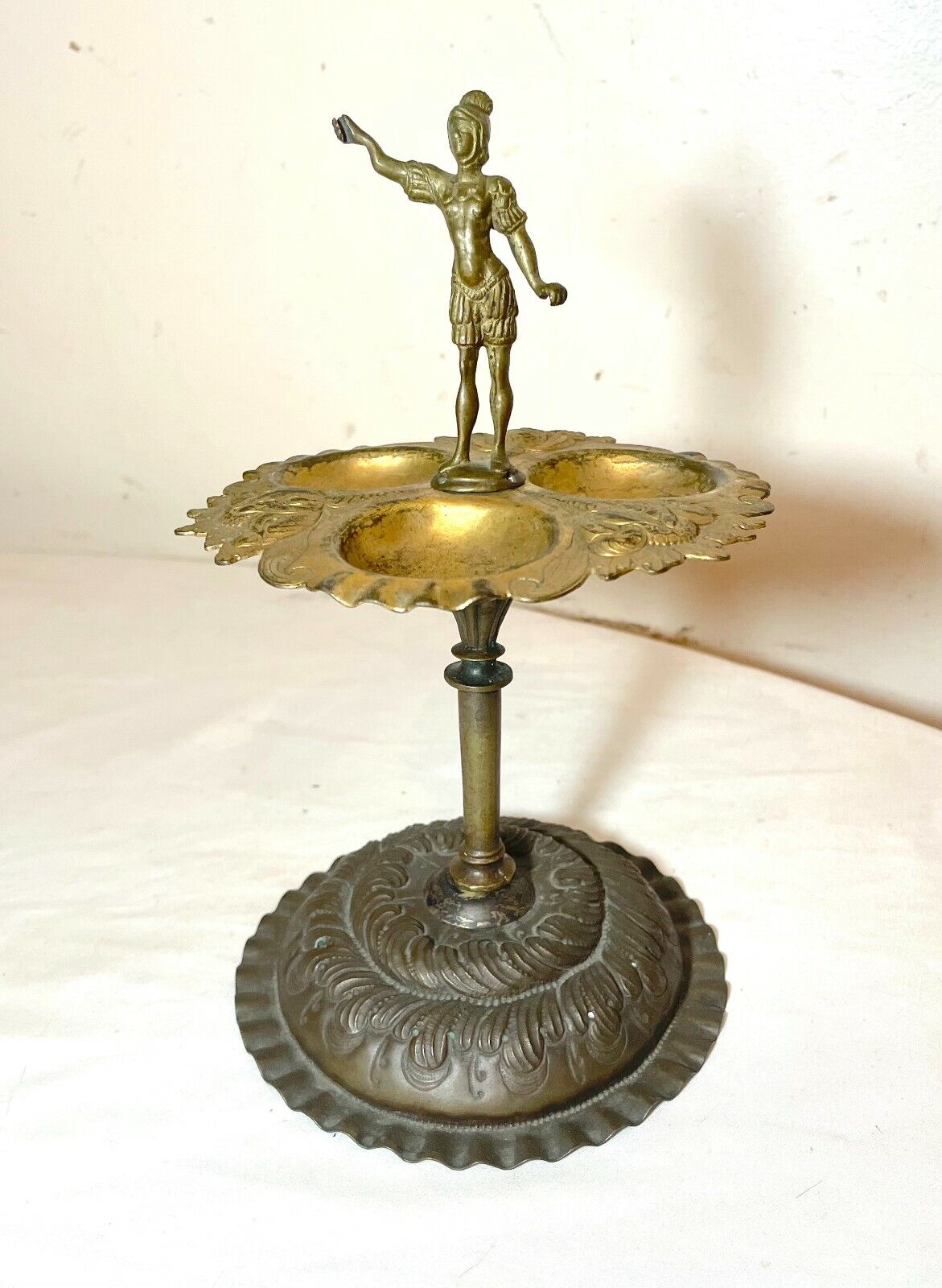 1800s Ornate Brass Bronze Jewelry Tray Dish