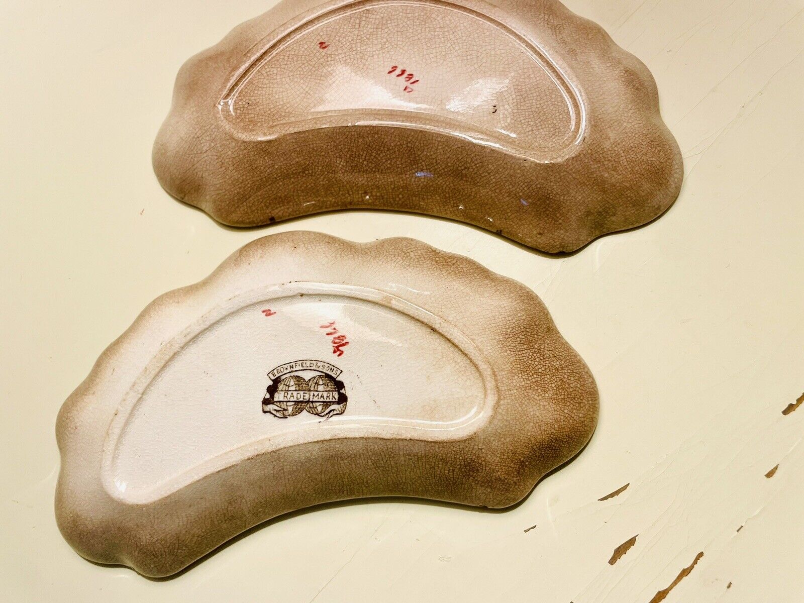 Pair of 1800s Brownfield & Sons Kidney Trays