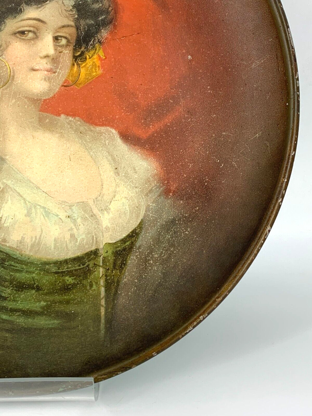 Vintage 1900s Beer Tray with Woman in Scarf