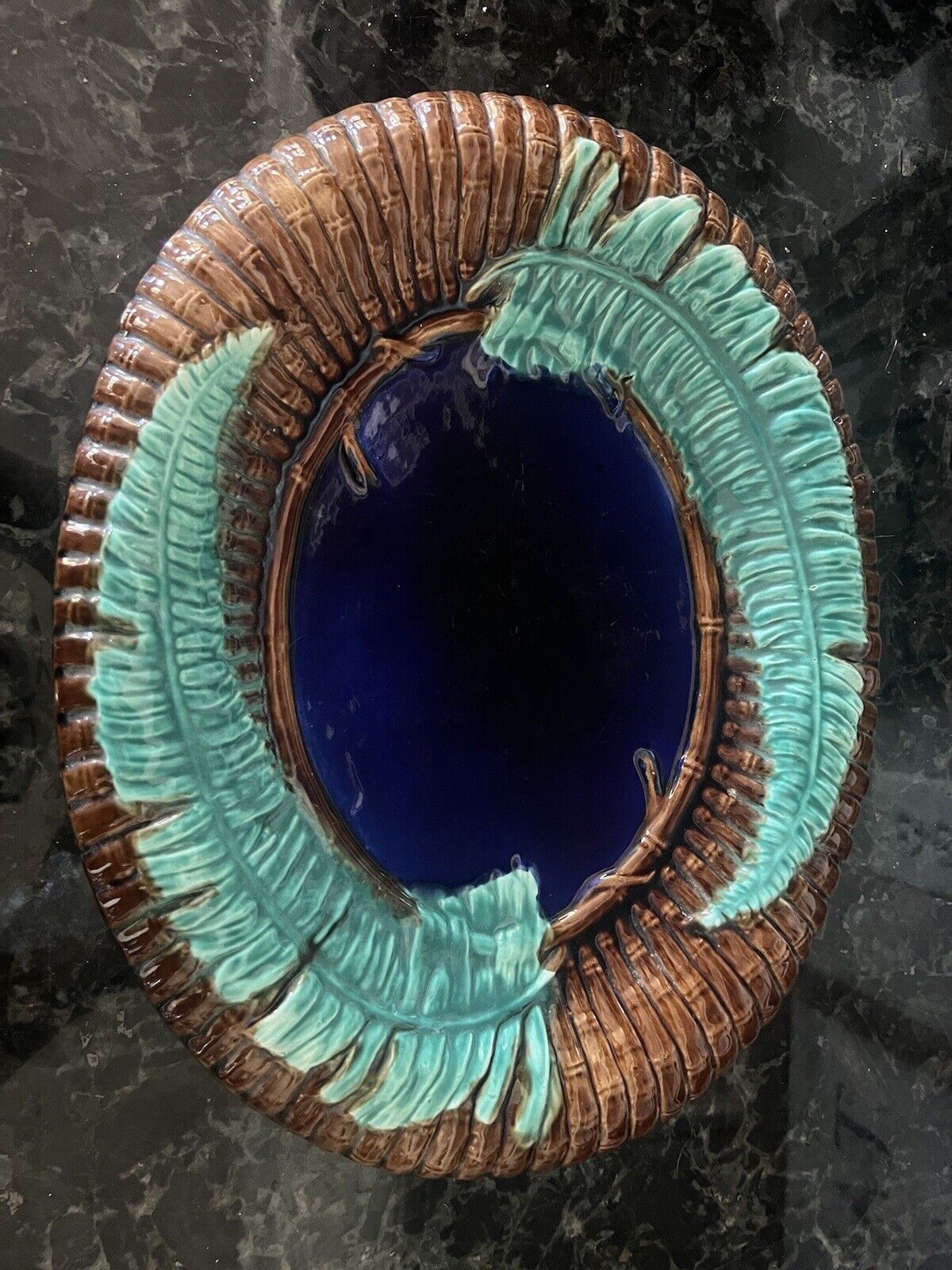 C1800s Majolica Pottery Long Tray Plate