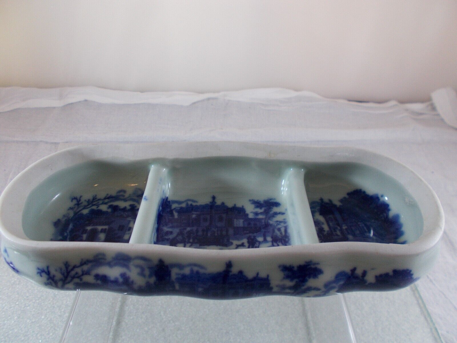 Victorian Flow Blue Ironstone Vanity Dish Tray