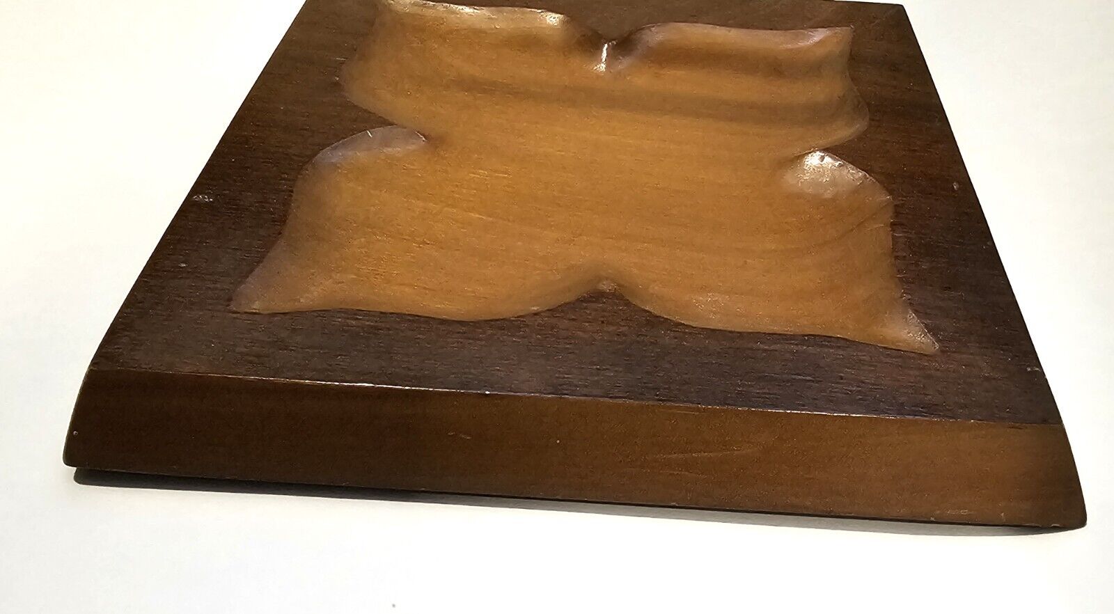 1800s Carved Wood Dresser Tray, Dated 1886