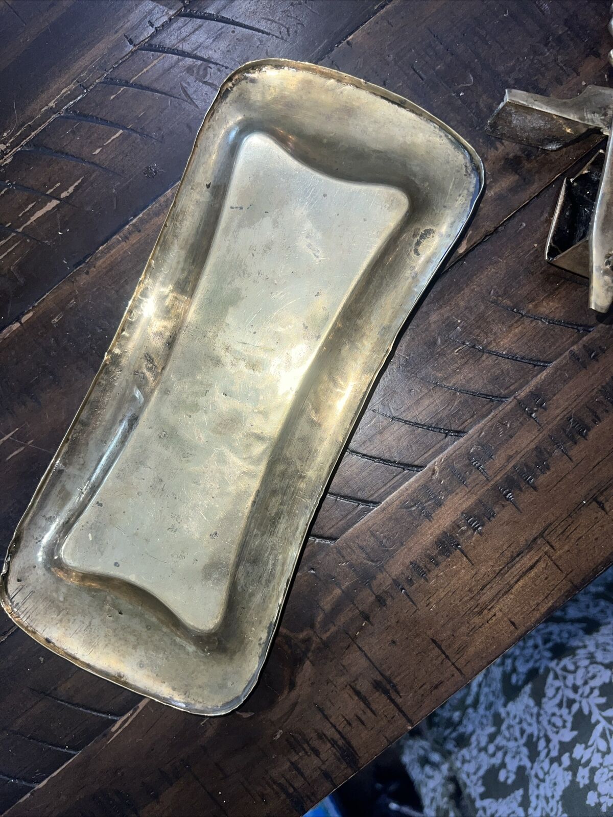 Victorian Brass Candle Snuffer and Tray Set