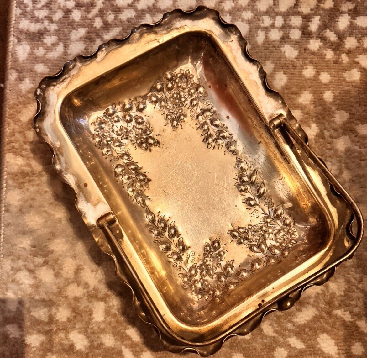 1800s Silver Plated Brass Footed Tray Basket