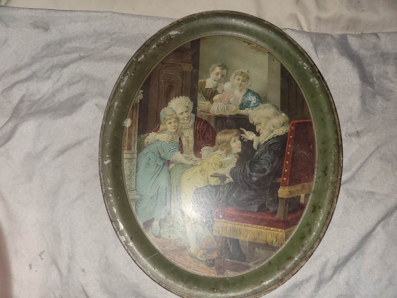 Vintage 1900s Tin Salon Bar Serving Tray