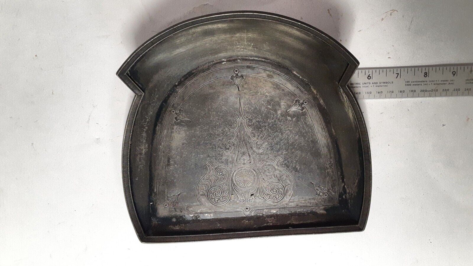 Engraved 1800s Meriden Co Metal Tray