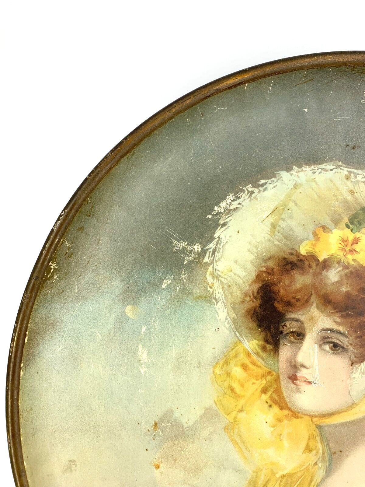 Vintage Beer Serving Tray Featuring Bonneted Woman