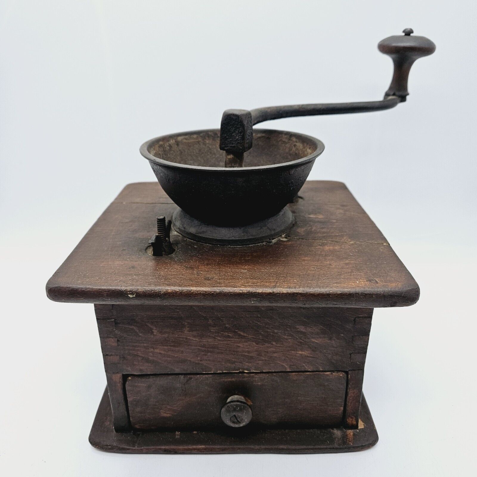 1800s Antique Dovetail Wood Coffee Grinder