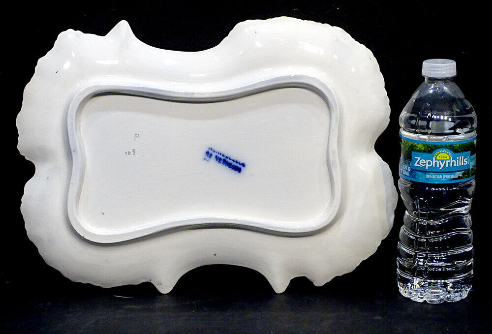 1800s Floral Flow Blue China Dresser Tray