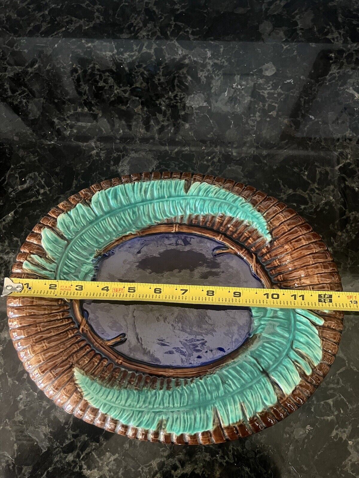 C1800s Majolica Pottery Long Tray Plate