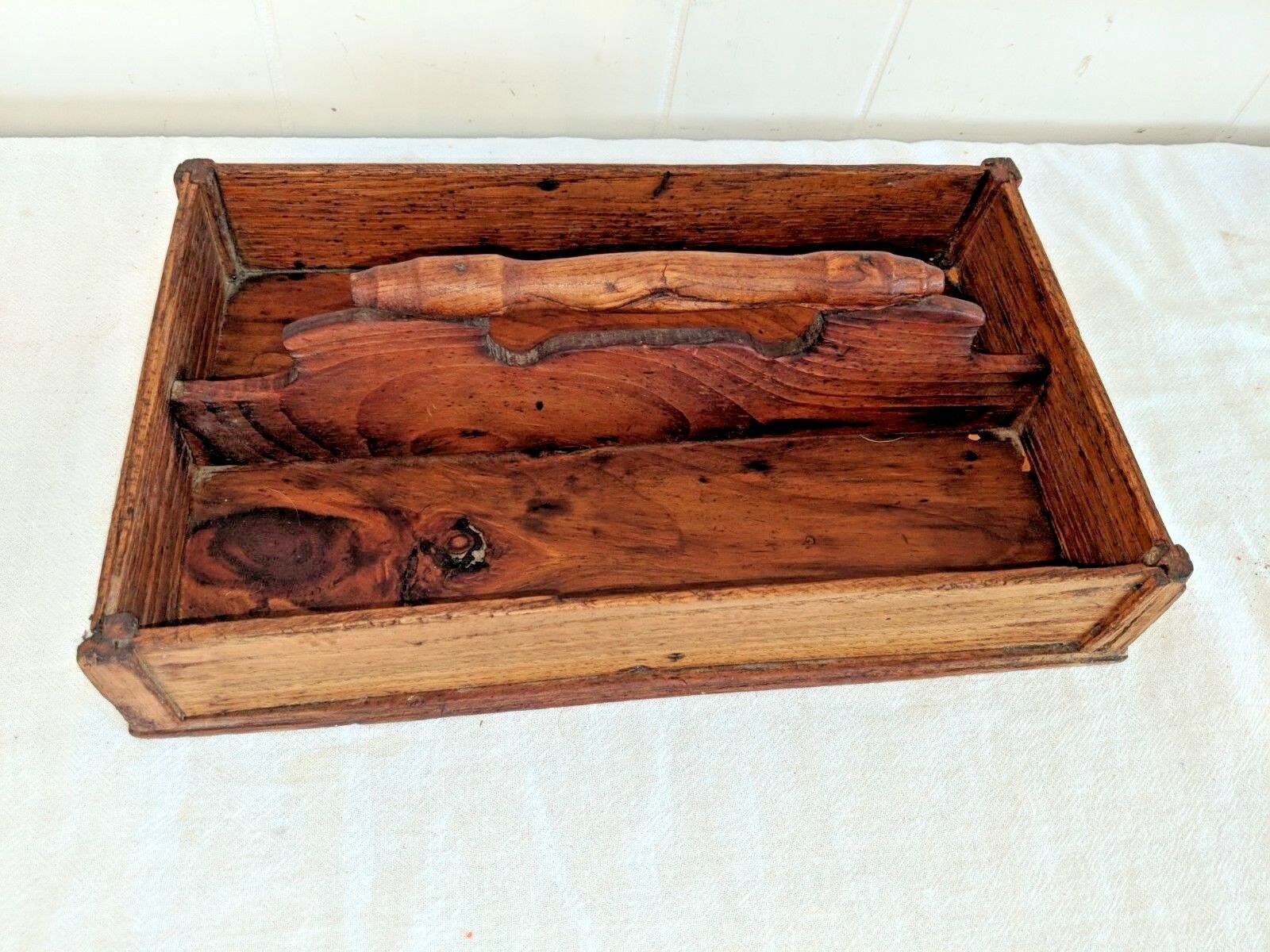 Antique 1800s Divided Cutlery Tray Box