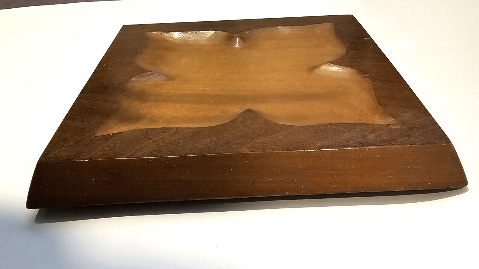 1800s Carved Wood Dresser Tray, Dated 1886