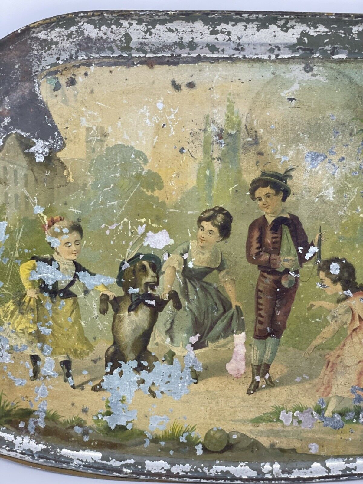 Victorian Children's Tray with Dancing Goat Litho