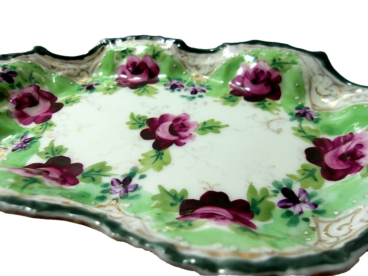 1800s Small Shallow Scalloped Porcelain Pin Tray