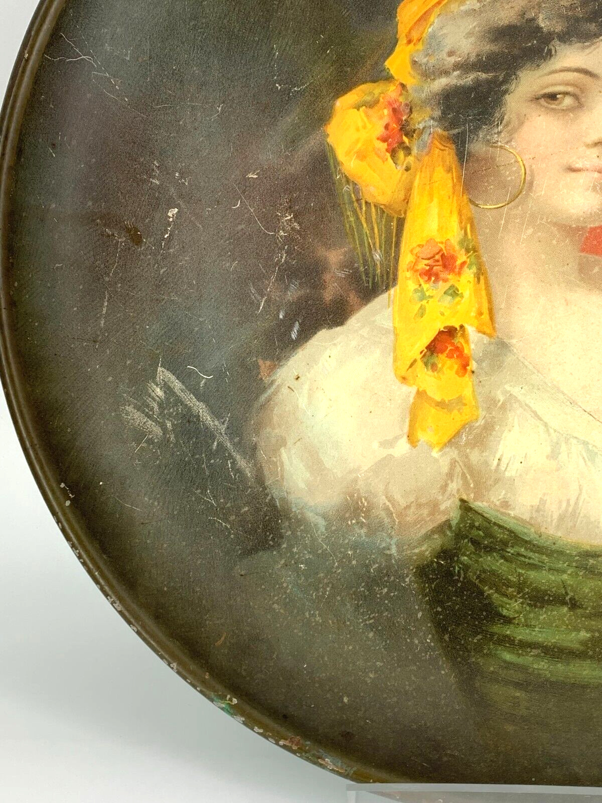 Vintage 1900s Beer Tray with Woman in Scarf