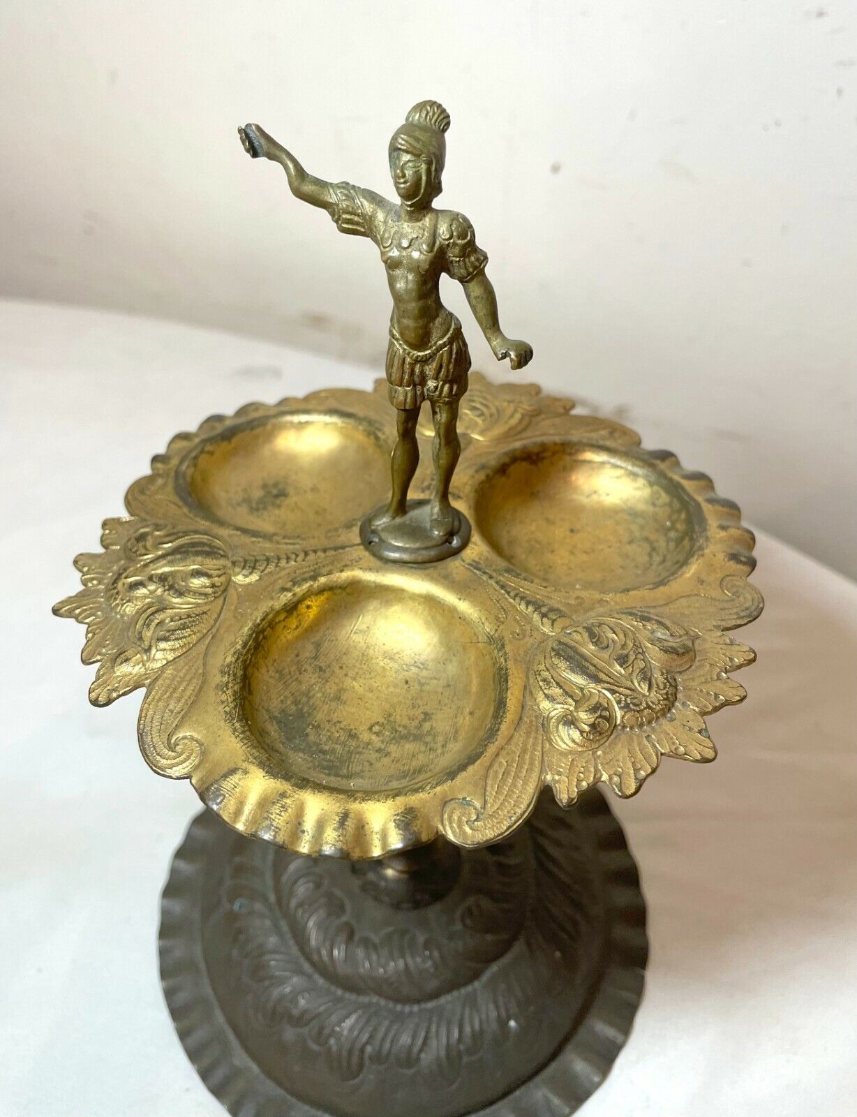 1800s Ornate Brass Bronze Jewelry Tray Dish