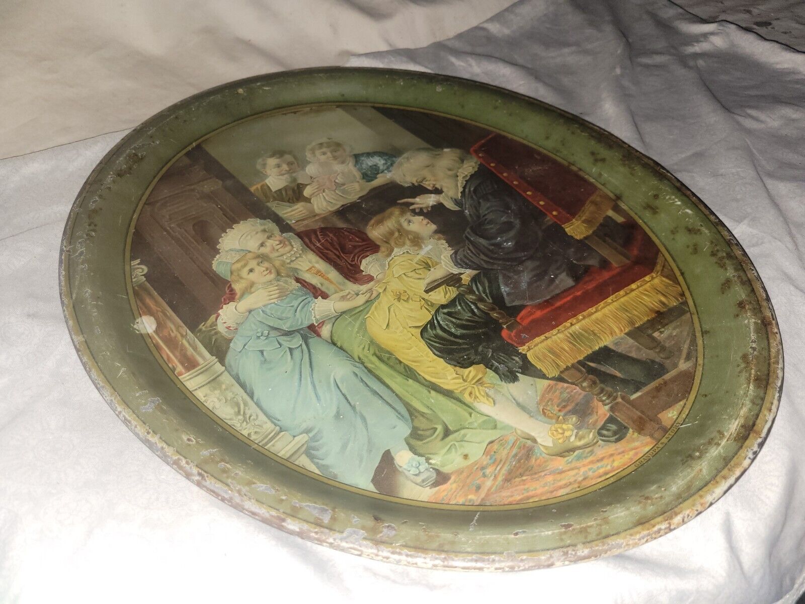 Vintage 1900s Tin Salon Bar Serving Tray