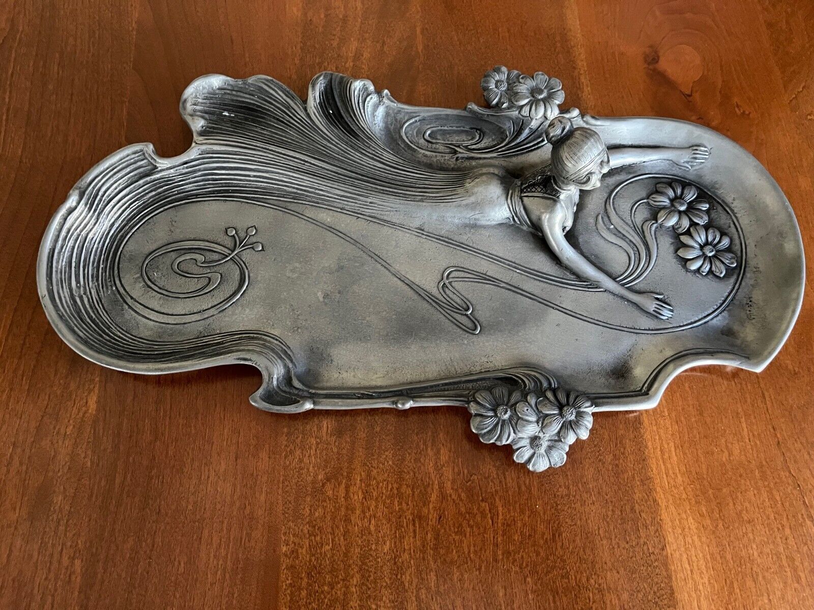Art Nouveau Metal Dresser and Calling Card Tray