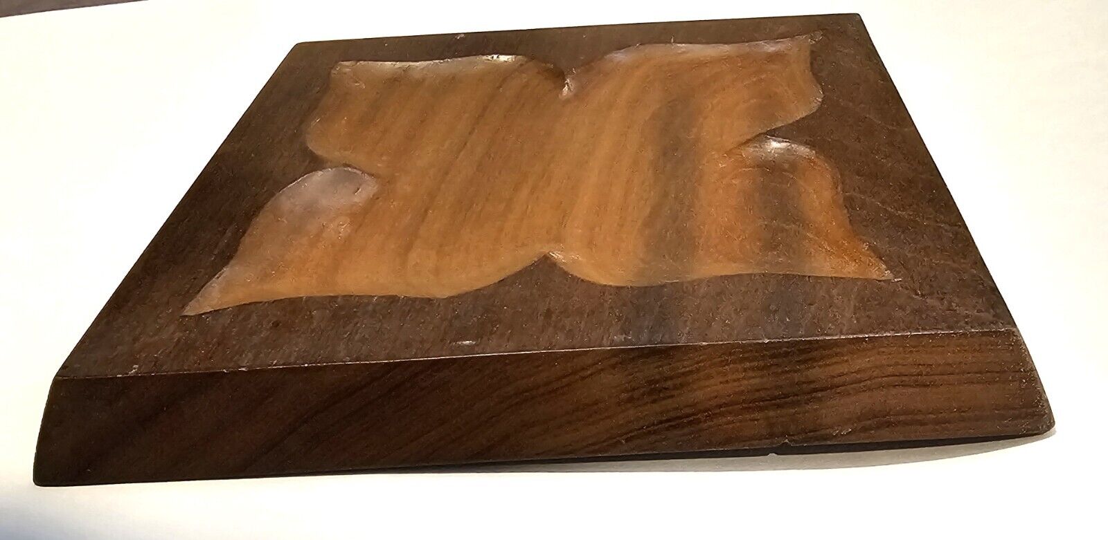 1800s Carved Wood Dresser Tray, Dated 1886
