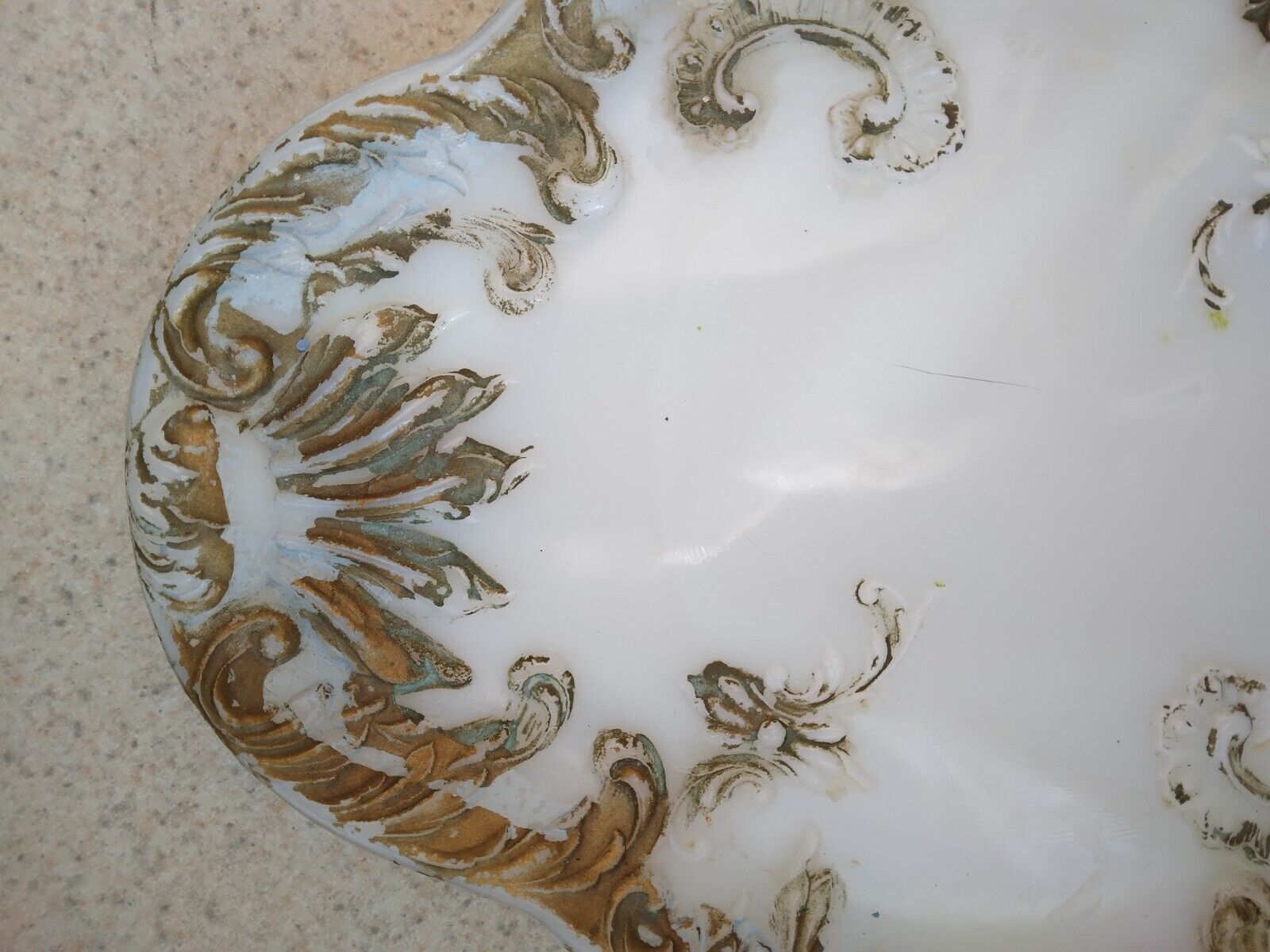 Victorian Milk Glass Tray by Dithridge & Co
