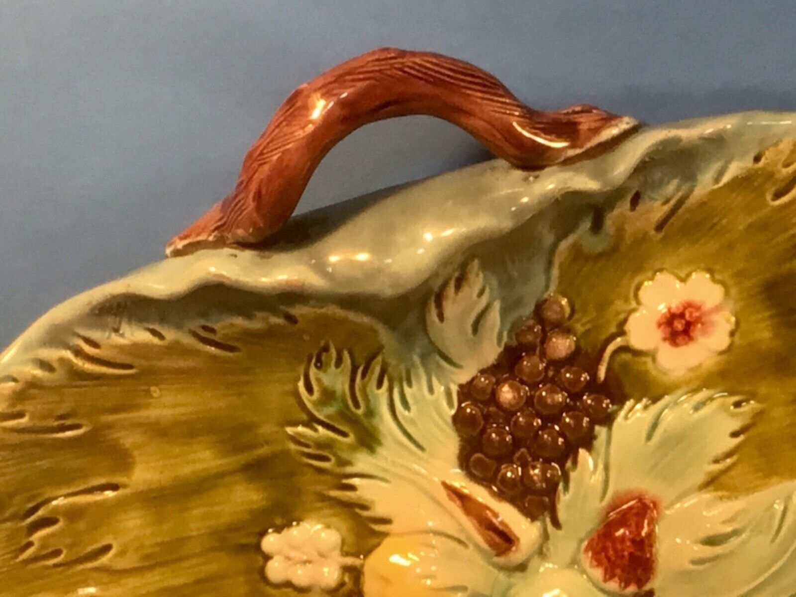 Majolica Fruit Platter Basket Tray, c. 1800s