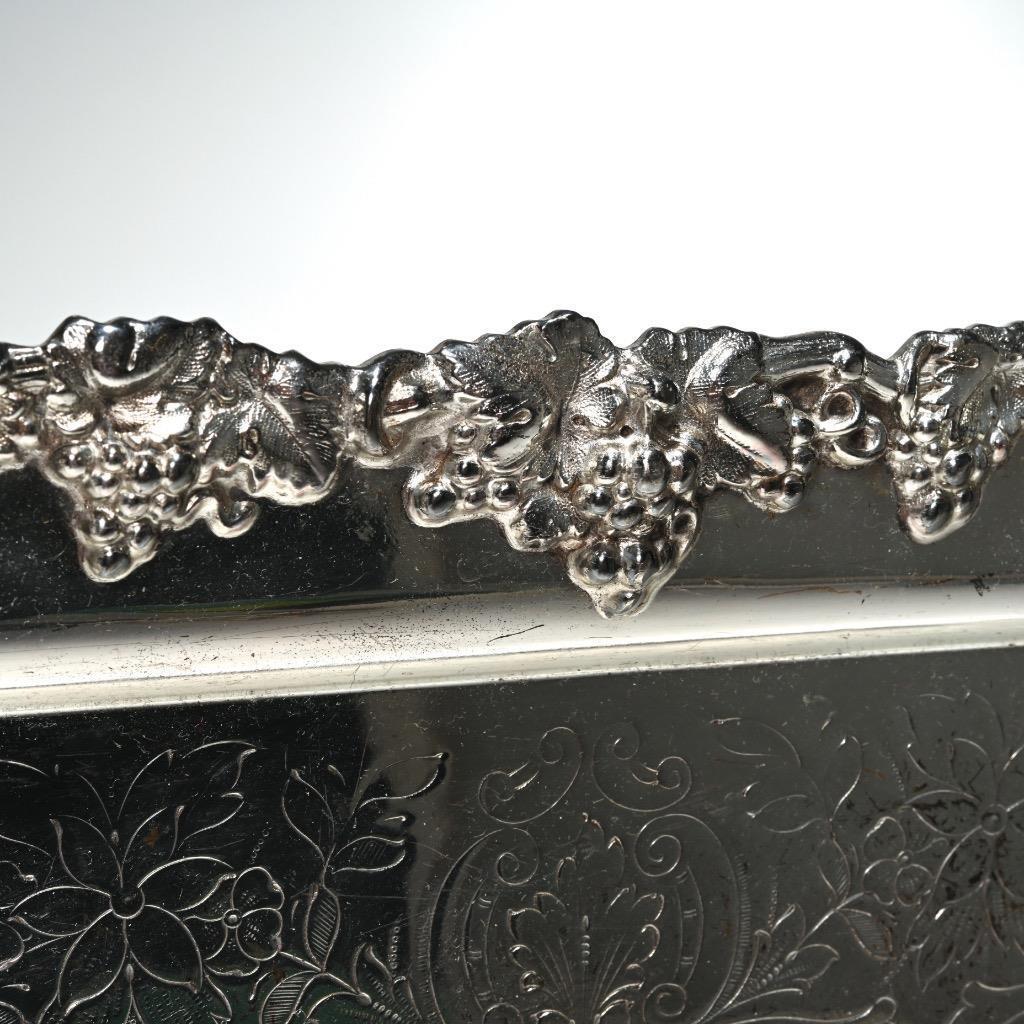 Art Nouveau Silverplate Footed Grape Tray 19th Century