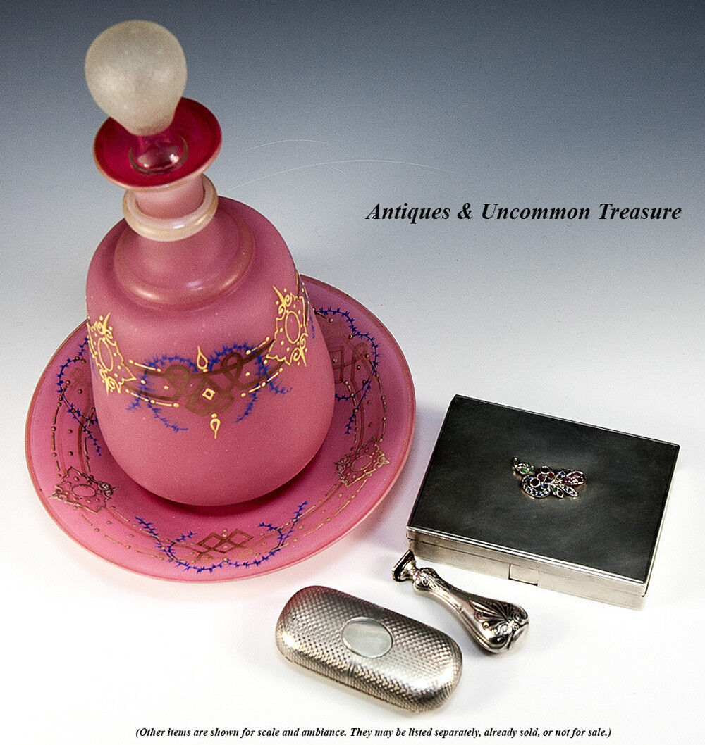 Mid-1800s French Opaline Decanter and Tray