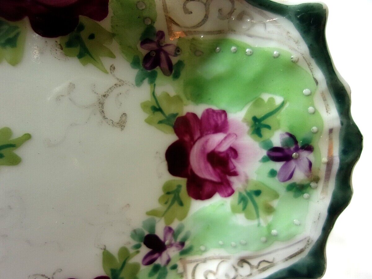 1800s Small Shallow Scalloped Porcelain Pin Tray