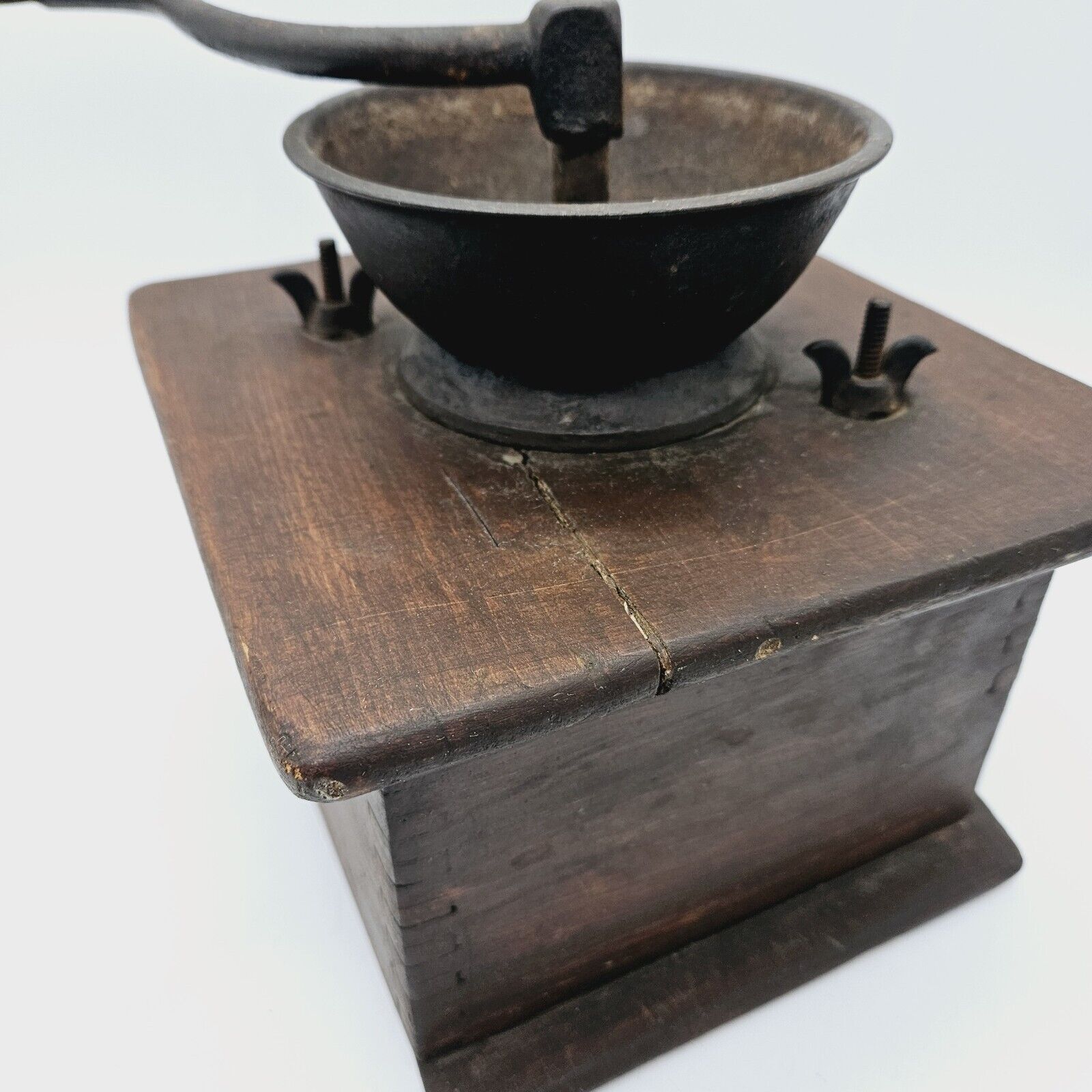 1800s Antique Dovetail Wood Coffee Grinder