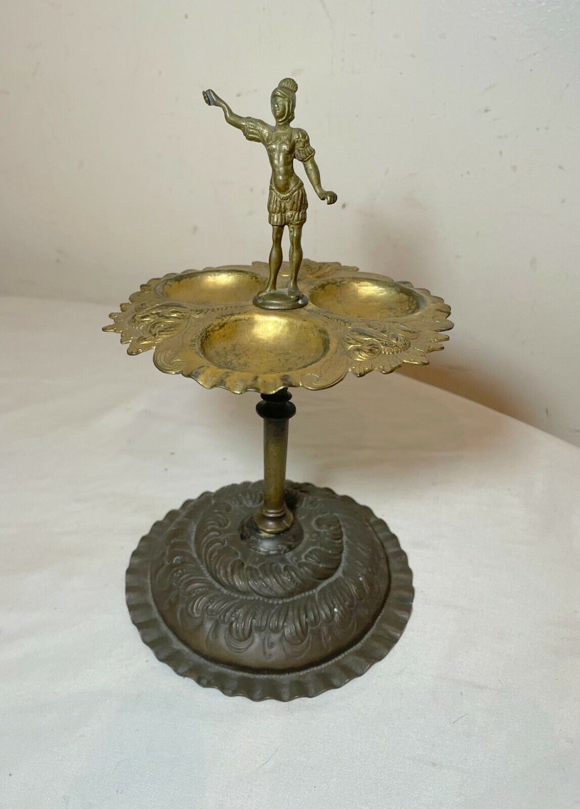 1800s Ornate Brass Bronze Jewelry Tray Dish