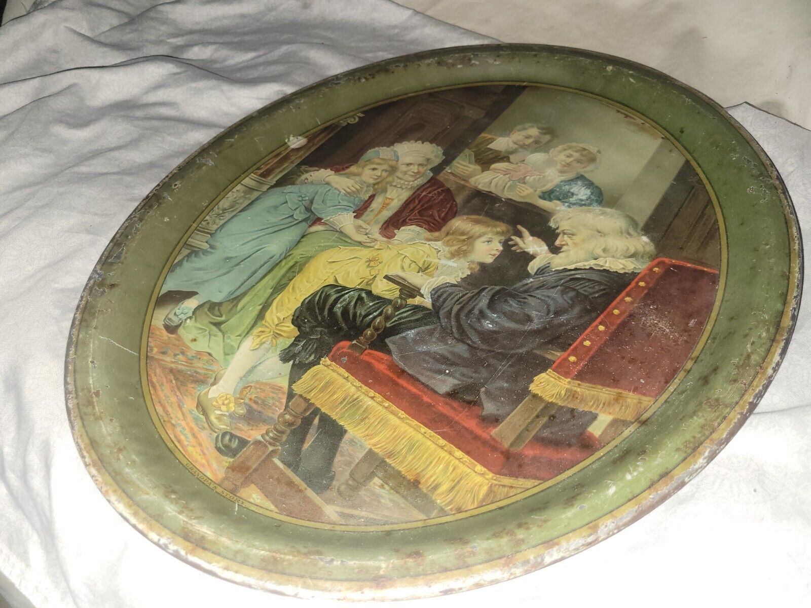 Vintage 1900s Tin Salon Bar Serving Tray