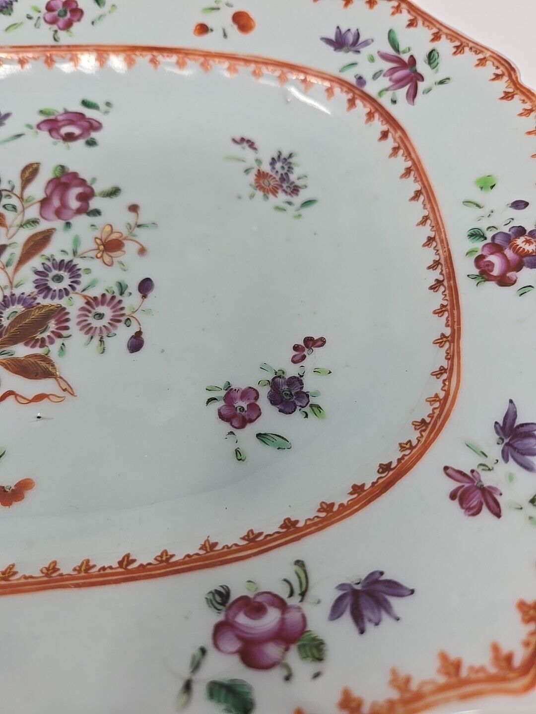 19th Century Chinese Floral Export Tray, 10"x7.5