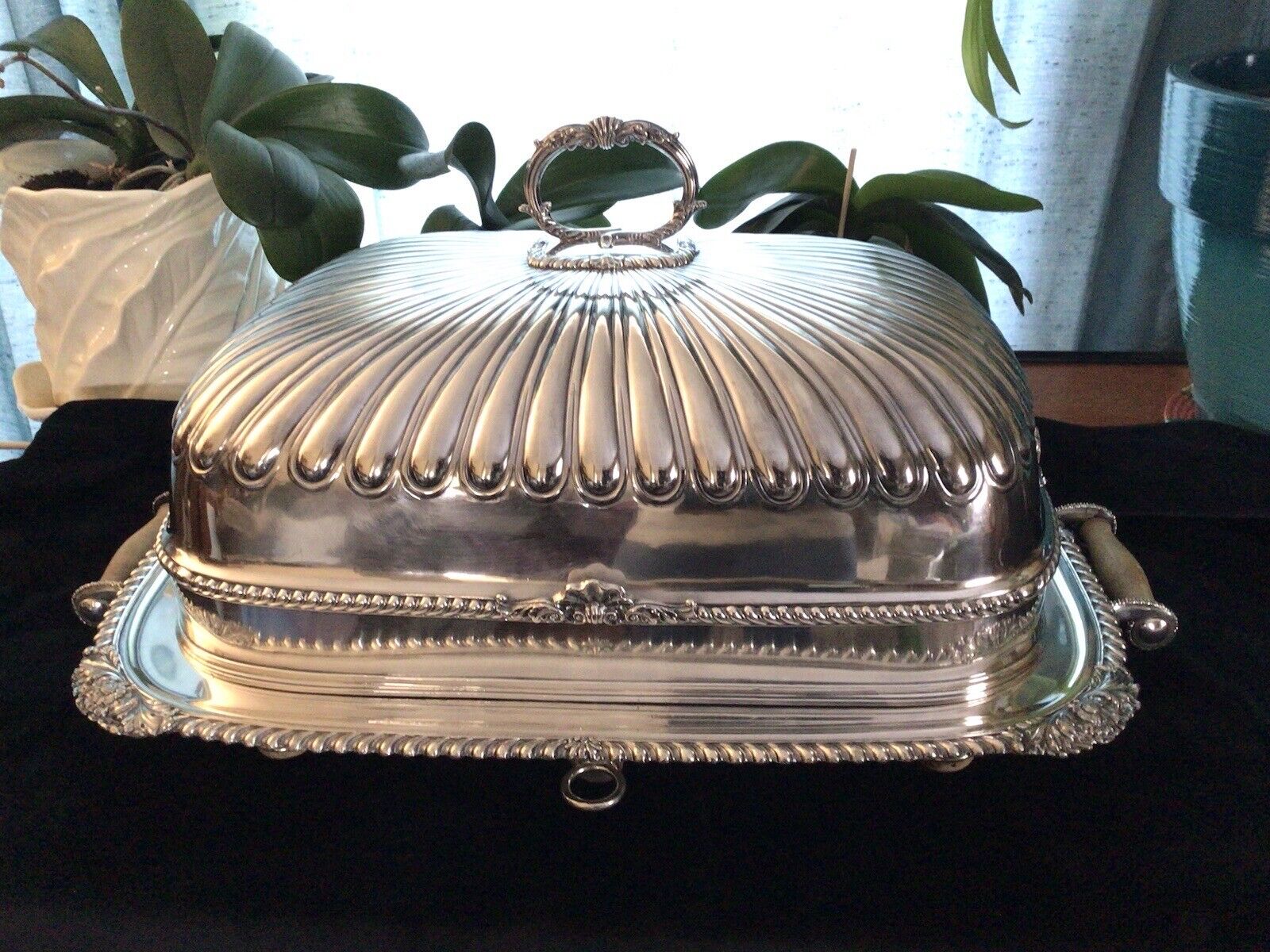 Victorian Silver Plate Turkey Warming Tray & Cover