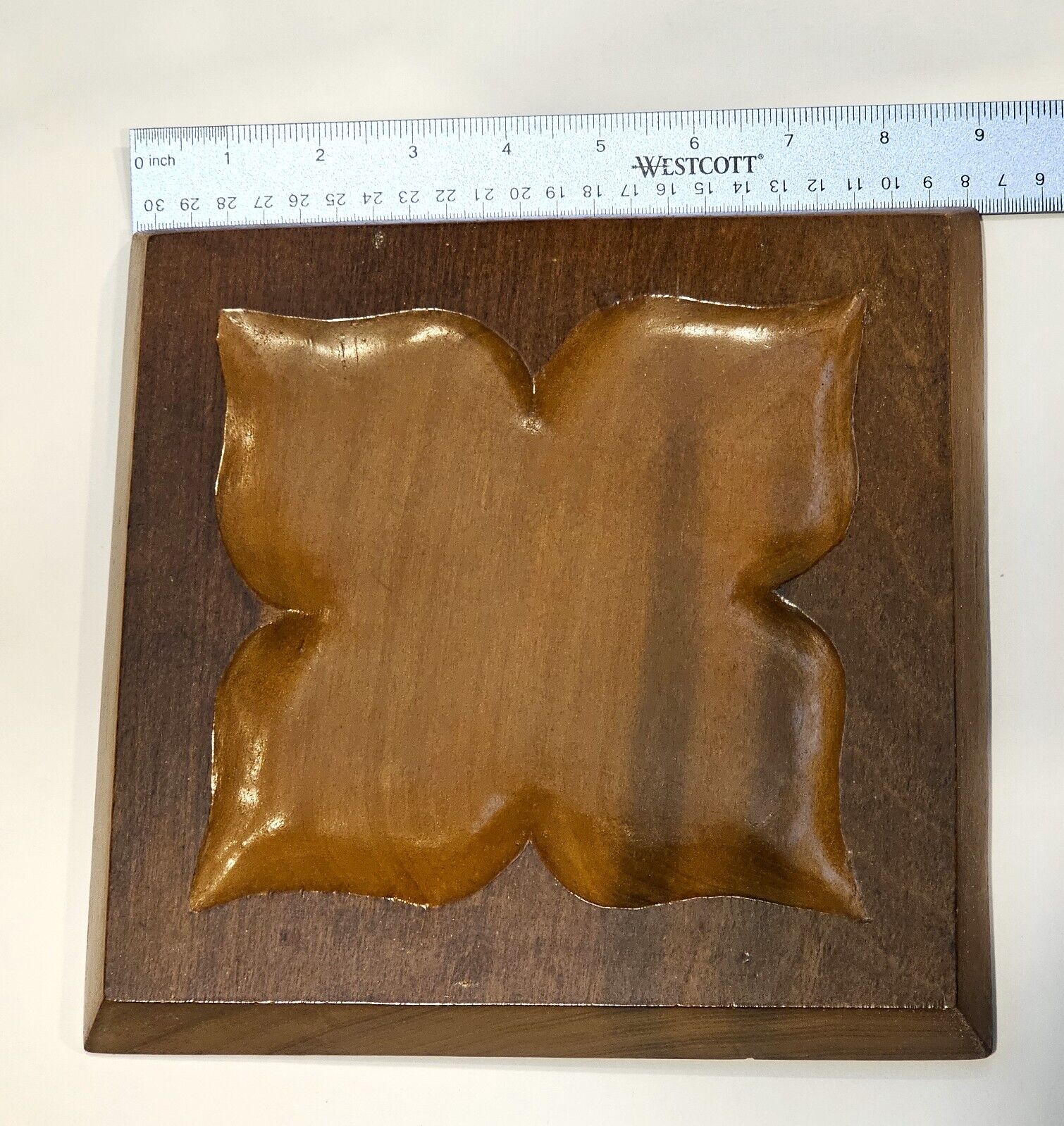 1800s Carved Wood Dresser Tray, Dated 1886