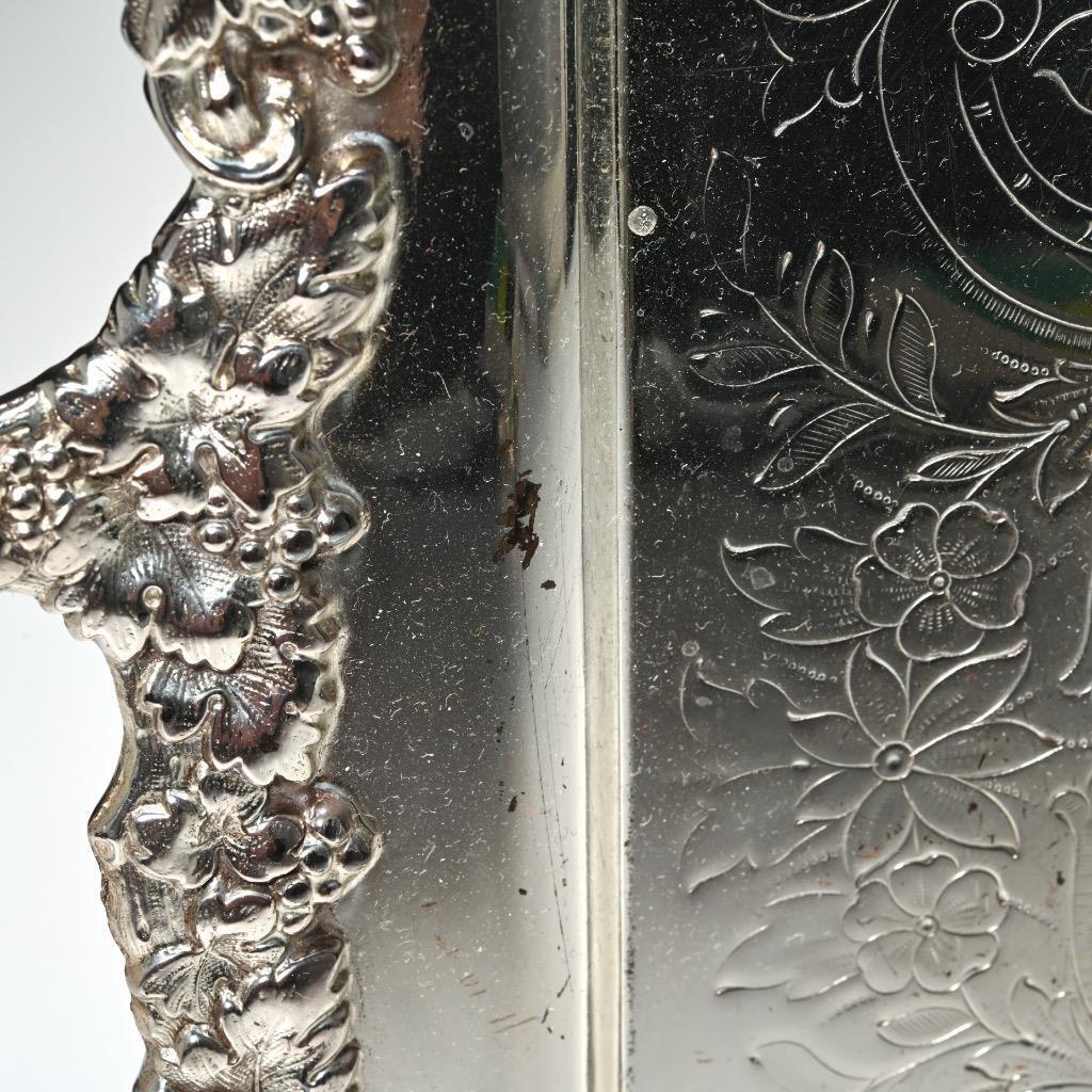 Art Nouveau Silverplate Footed Grape Tray 19th Century