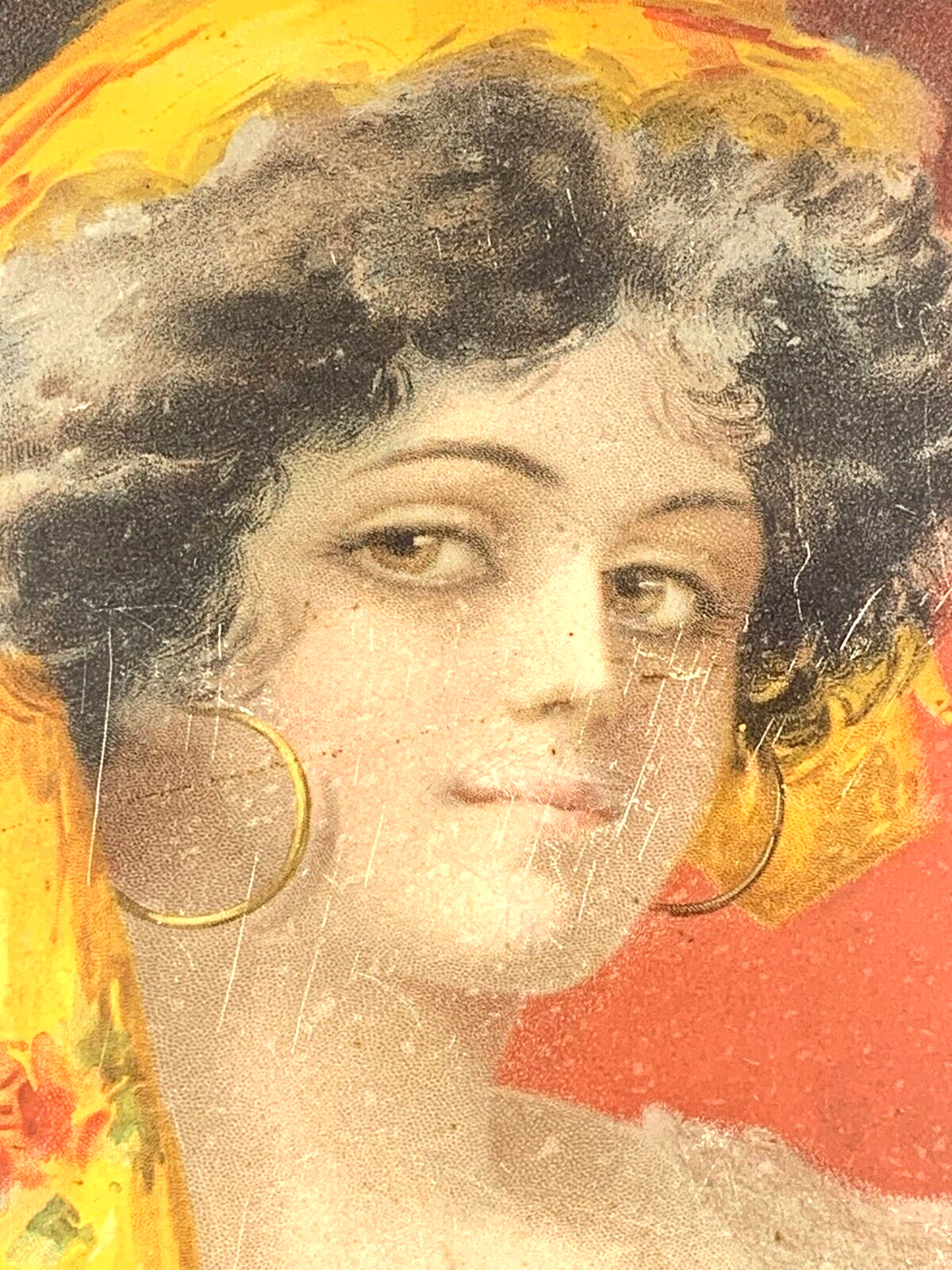 Vintage 1900s Beer Tray with Woman in Scarf