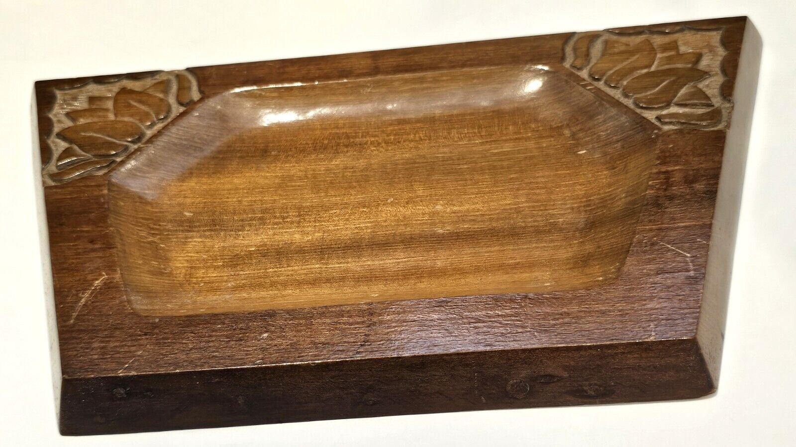 1886 Antique Carved Wood Serving Tray