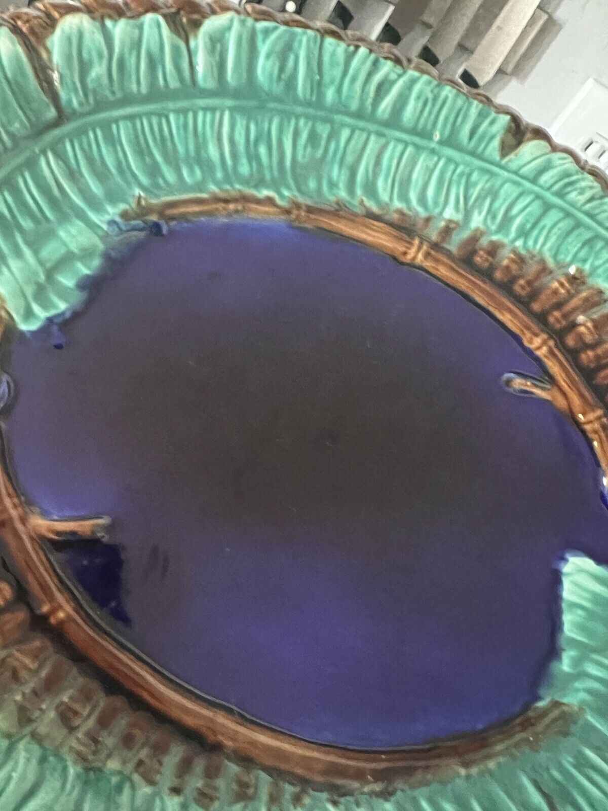 C1800s Majolica Pottery Long Tray Plate