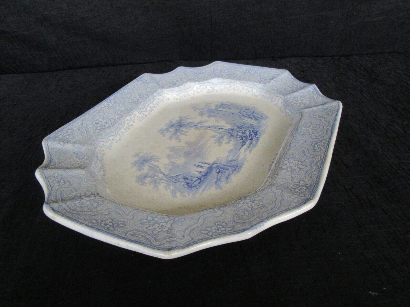 Early 1800s T. Edwards Temple Blue Platter