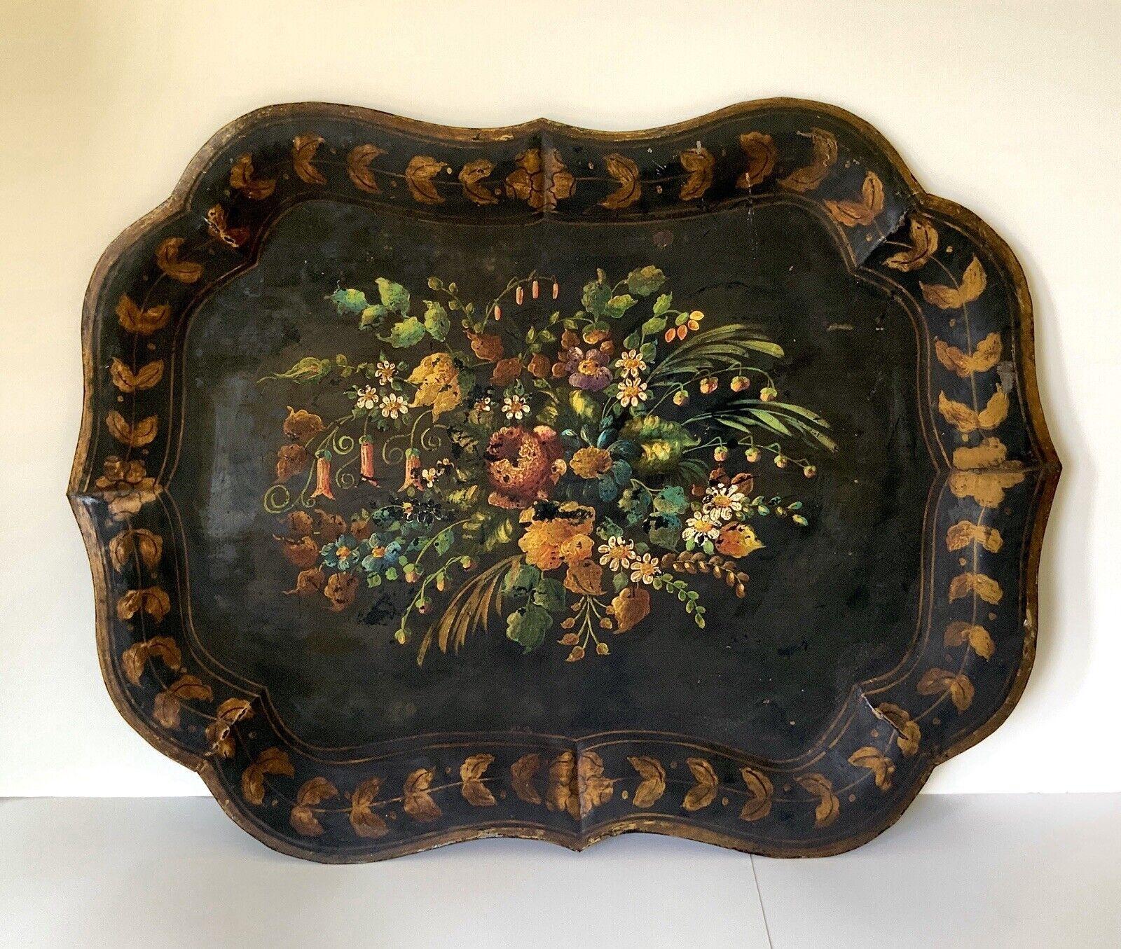 19th Century French Hand-Painted Tole Tray
