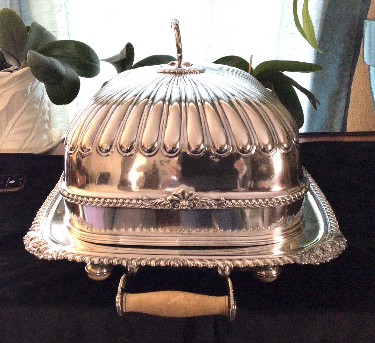 Victorian Silver Plate Turkey Warming Tray & Cover