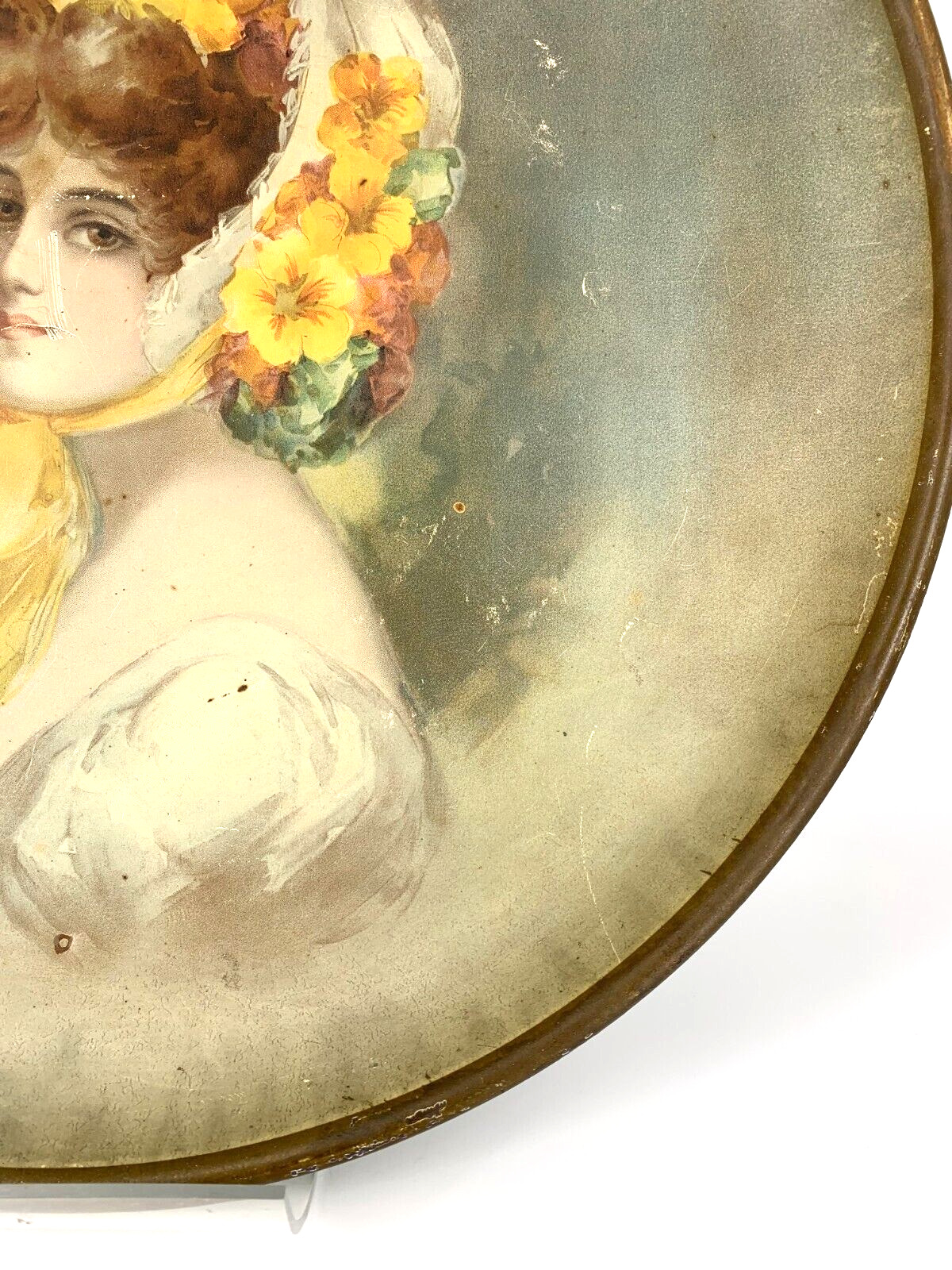 Vintage Beer Serving Tray Featuring Bonneted Woman